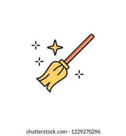 flying broom icon. Element of magic icon for mobile concept and web apps. Color flying broom icon can be used for web and mobile
