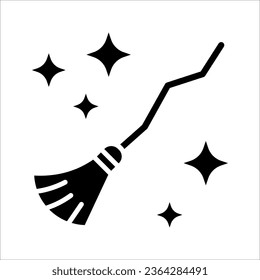 Flying broom icon isolated on white background. Witch Broom. Vector illustration.