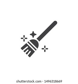 Flying broom vector icon. filled flat sign for mobile concept and web design. Witch broom glyph icon. Symbol, logo illustration. Vector graphics