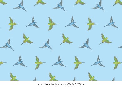 flying budgerigar bird pattern