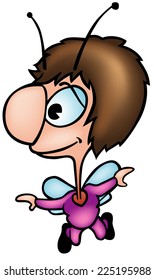 Flying Bug - Colored Cartoon Illustration, Vector