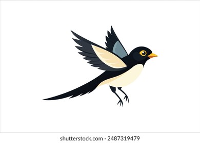 Flying Bulbul bird vector artwork illustration.