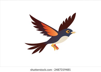 Flying Bulbul bird vector artwork illustration.