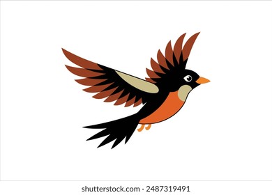 Flying Bulbul bird vector artwork illustration.