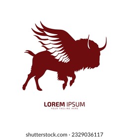 símbolo del logotipo del toro volador símbolo de la mosca bison o símbolo del logo del buey estilo del toro ilustración del vector del búfalo logo del vector silueta del toro rojo aislado