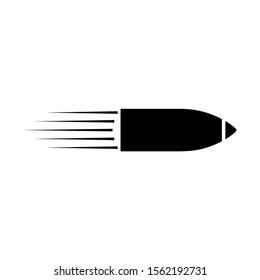 Flying bullet icon, logo isolated on white background