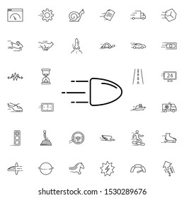Flying bullet icon. Universal set of speed for website design and development, app development