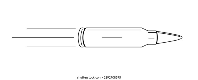 Flying Bullet Linear Minimal Icon. Linear Style Sign For Mobile Concept And Web Design. Fiery Bullet Outline Vector Icon. Symbol, Logo Illustration. Vector Eps 10