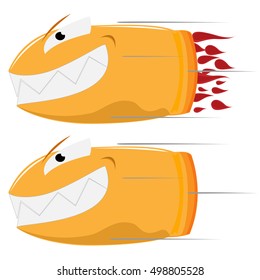 Flying bullet on a white background, vector illustration