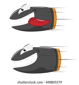 Flying bullet on a white background, vector illustration