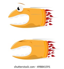 Flying bullet on a white background, vector illustration