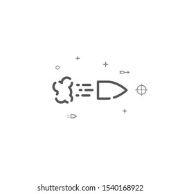 Flying bullet simple vector line icon. Symbol, pictogram, sign. Light background. Editable stroke