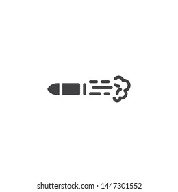 Flying bullet vector icon. filled flat sign for mobile concept and web design. Fiery bullet glyph icon. Symbol, logo illustration. Vector graphics