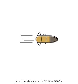 Flying bullet vector icon symbol isolated on white background
