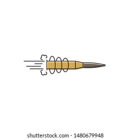 Flying bullet vector icon symbol isolated on white background