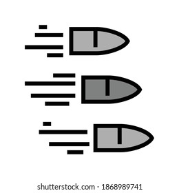 Fliegende Kugeln Farbe Symbol Vektorgrafik. Flugkugelschild. einzelne Symbolillustration
