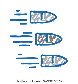 Vector de dibujo de icono de doodle de balas voladoras. signo de balas voladoras. ilustración de símbolo aislado