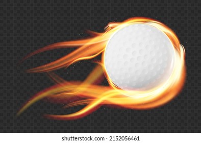 Volando y quemando bola de golf sobre fondo transparente - ilustración vectorial