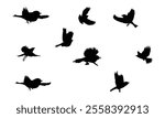 Flying Bush Warbler Bird Silhouette Design  And Vector Illustration. 