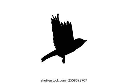Flying Bush Warbler Bird Silhouette Design  And Vector Illustration. 