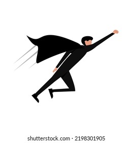 Flying businessman becomes a super hero. company backbone