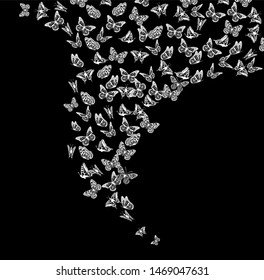 A lot of flying butterflies. Abstract butterflies pattern. Vector illustration