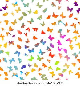 A lot of flying butterflies. Abstract butterflies seamless pattern. Vector illustration