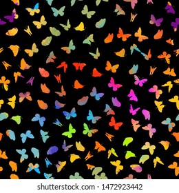 A lot of flying butterflies. Abstract butterflies seamless pattern. Vector illustration