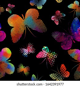 A lot of flying butterflies. Abstract butterflies seamless pattern. Vector illustration