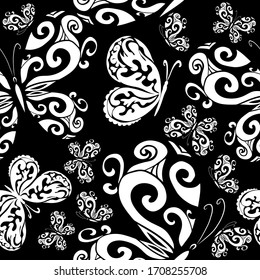 A lot of flying butterflies. Abstract butterflies seamless pattern. Vector illustration
