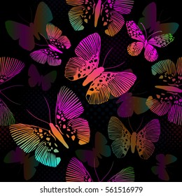 Flying butterflies. Butterfly seamless background. Vector