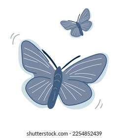 Flying Butterflies in flat style. Illustration Blue Butterflies isolated on ehite background. Butterfly vector illustration