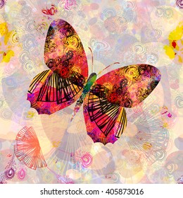 Flying butterflies on a seamless abstract background