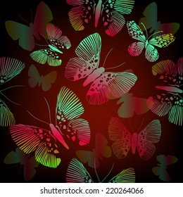 flying butterflies seamless background. Vector 
