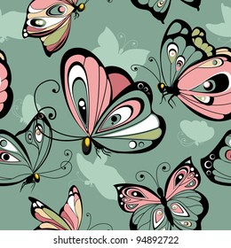 Flying butterflies  seamless pattern