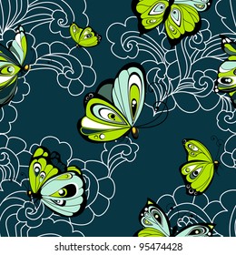 Flying butterflies seamless pattern.