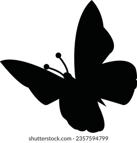 Flying butterflies silhouette black set isolated on white background