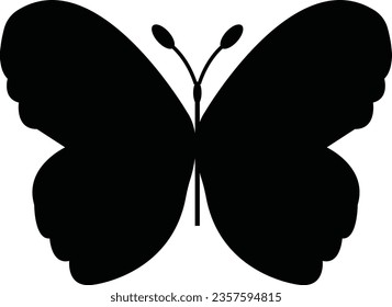 Flying butterflies silhouette black set isolated on white background