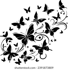 Flying Butterflies Silhouette Flying Black Silhouettes Of Butterflies