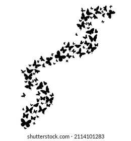 flying butterflies silhouette, on a white background