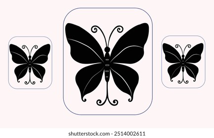 Flying butterflies silhouette or outline