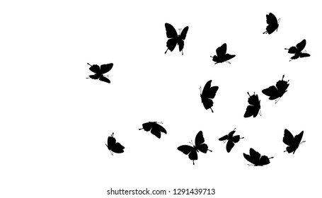 Flying butterflies silhouettes. Vector decoration element.