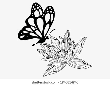 Flying butterflies silhouettes. Vector design element.