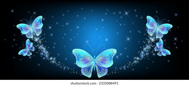 Flying butterflies with sparkle and blazing trail