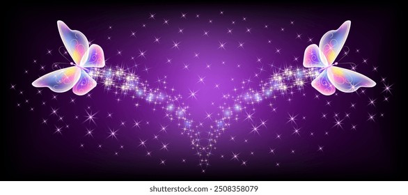 Flying butterflies with sparkle and blazing trail