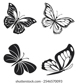 Flying Butterflies Vector Icon Set