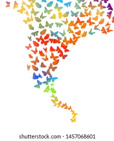 A lot of flying butterflies. Vector illustration