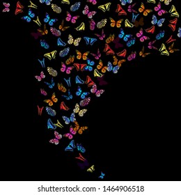 A lot of flying butterflies. Vector illustration