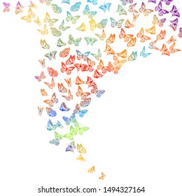 A lot of flying butterflies. Vector illustration