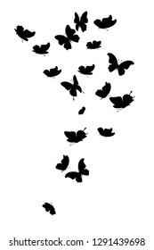 Flying butterflies. Vertical vector design element.